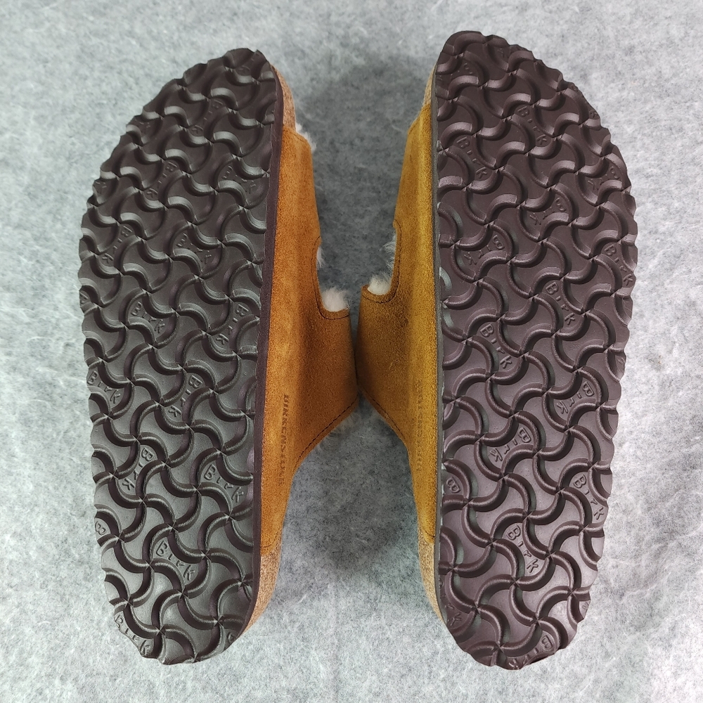 Birkenstock Arizona Shearling-Lined Sandals Mink Suede Natural Shearling 41 10 8 - Picture 7 of 8
